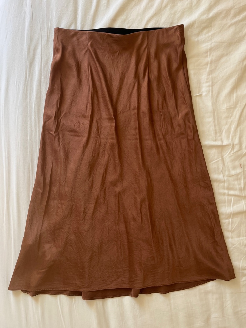Quince Brown Silk A-Line Midi Skirt - Picture 2 of 5